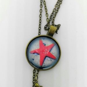 NEW Cabochon Necklace Brass Starfish-Chain